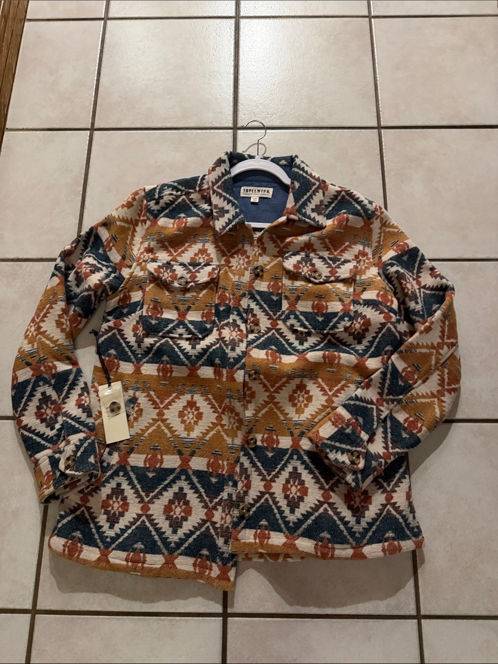 Idyllwind Kids' Aztec Jean Jacket - Mustard, Navy & Rust